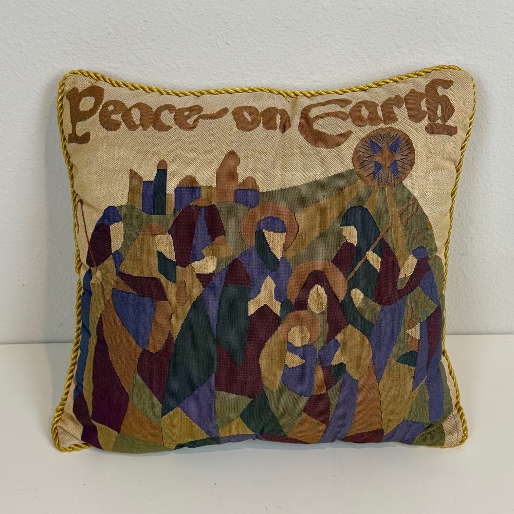VTG Peace on Earth Christmas Tapestry Pillow